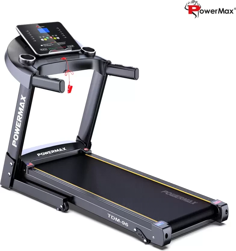 Powermax Fitness TDM-96 (4HP Peak) Motorized Foldable Running Machine for Home | Manual Incline Treadmill (Max Weight:110 kg)